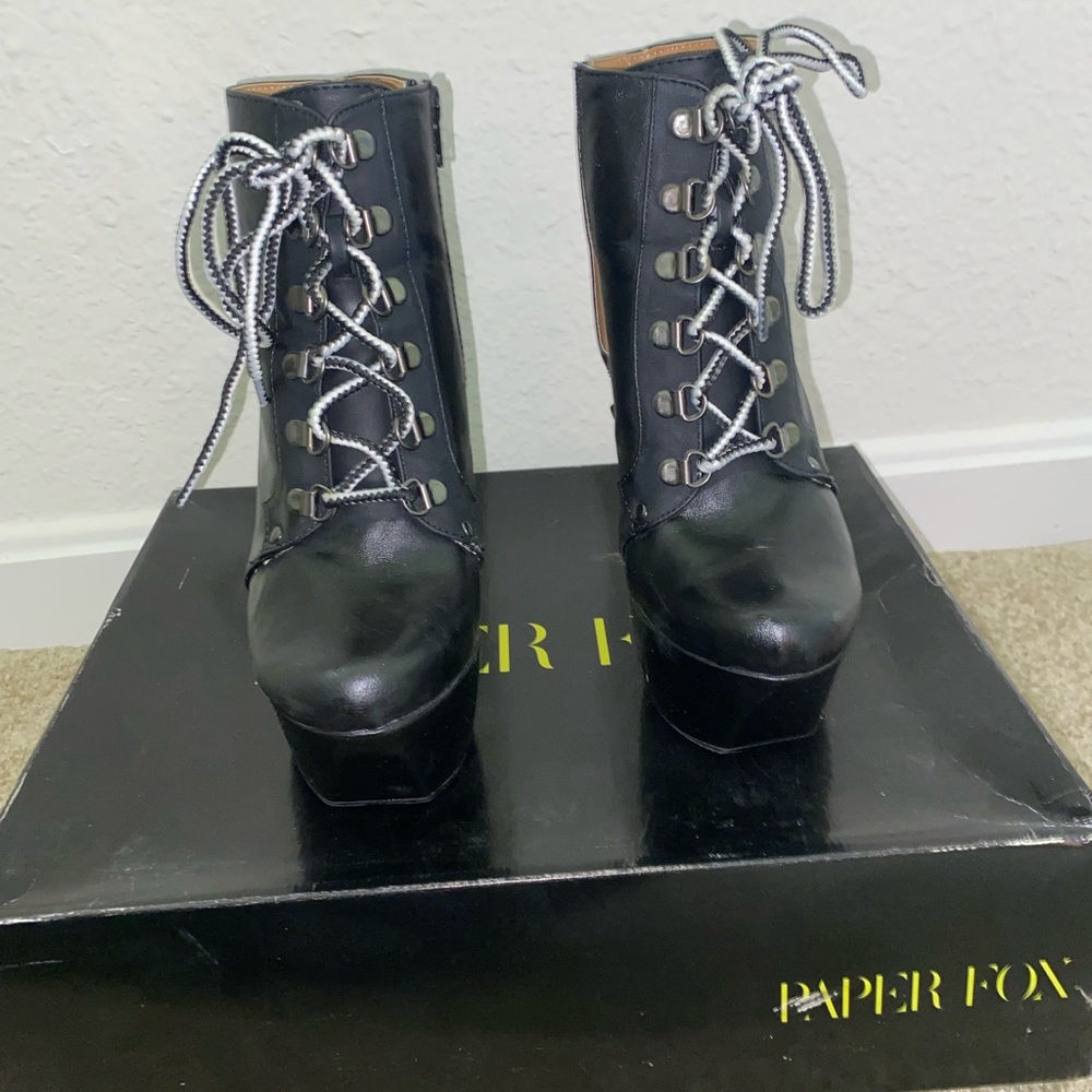 Paper Fox lace up heel boots size 8
